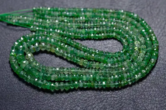Emerald Rondelle Beads - 14 Inches,beautiful Natural Super Quality Emerald Faceted Rondelle,size Is 3-5.50mm #233