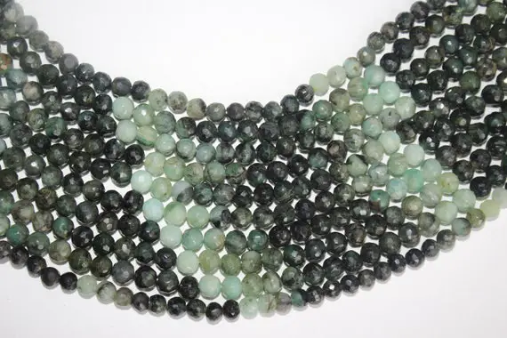 Emerald Round, Natural Green Emerald Faceted Round Beads, 8 Mm Emerald Beads, Rare Emerald Beads, Faceted Emerald Gemstone Beads Strand