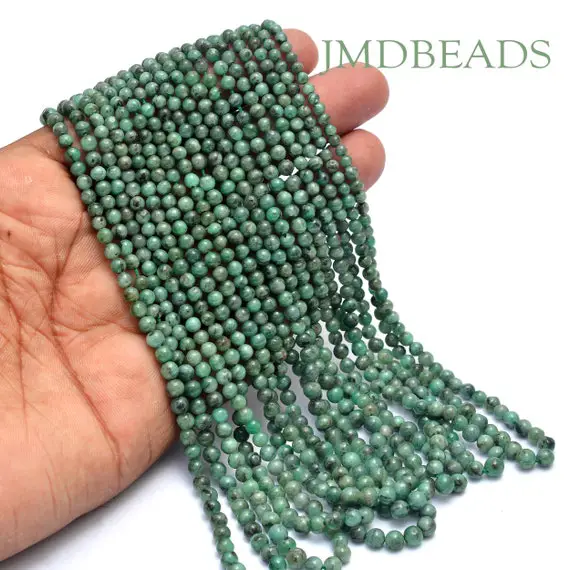 Natural Emerald Beads For Jewelry Making, Aaa Quality, Length 16" Strand, Size 3 To 4 Mm Approx Gradually, Emerald Gemstone Beads