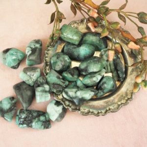 Shop Tumbled Emerald Crystals & Pocket Stones! Emerald – Emerald tumbled stone – The stone of wisdom and loyalty – Crystals | Natural genuine stones & crystals in various shapes & sizes. Buy raw cut, tumbled, or polished gemstones for making jewelry or crystal healing energy vibration raising reiki stones. #crystals #gemstones #crystalhealing #crystalsandgemstones #energyhealing #affiliate #ad