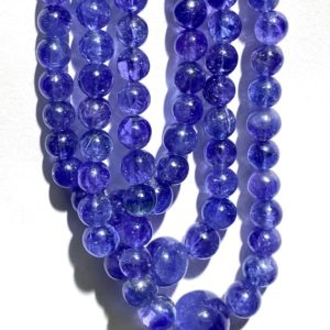 Shop Tanzanite Round Beads! Extremely Rare~AAAA+ Natural Tanzanite Gemstone Beads 3 Layer Necklace Tanzanite Smooth Sphere Beads Tanzanite Smooth Round Ball Shape Beads | Natural genuine round Tanzanite beads for beading and jewelry making.  #jewelry #beads #beadedjewelry #diyjewelry #jewelrymaking #beadstore #beading #affiliate #ad