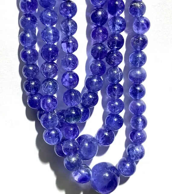 Extremely Rare~aaaa+ Natural Tanzanite Gemstone Beads 3 Layer Necklace Tanzanite Smooth Sphere Beads Tanzanite Smooth Round Ball Shape Beads