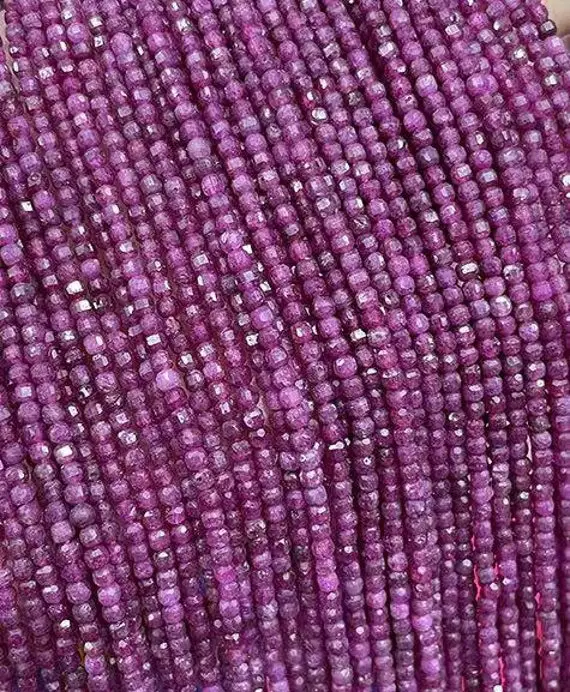 Faceted Barklyite Ruby  Round Beads ,small Stones Beads 15'' Per Strand  2.5- 3mm