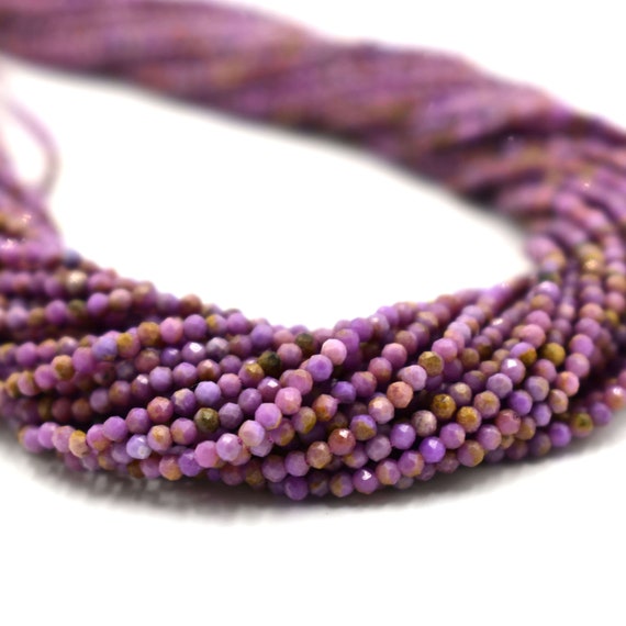 Faceted Charoite Round Beads, 13 Inches Mini Micro Faceted Beads, 2mm Small Faceted Cut Loose Stone Strand, Precious Loose Stone For Jewelry
