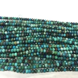 Shop Chrysocolla Rondelle Beads! Faceted Chrysocolla Lapis 3mm – 4mm Rondelle Cut Green Blue Loose Gemstone Beads 15inch Jewelry Supply Bracelet Necklace Material Wholesale | Natural genuine rondelle Chrysocolla beads for beading and jewelry making.  #jewelry #beads #beadedjewelry #diyjewelry #jewelrymaking #beadstore #beading #affiliate #ad