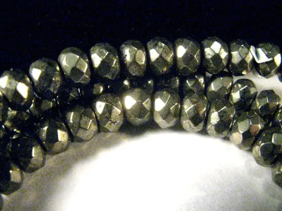 Faceted Natural Pyrite Rondelle Beads ~ Faceted Pyrite Small Beads ~ 95 Count ~multi Faceted ~ Rondelle~ 5-6mm X 4mm Depth ~ 95 Pyrite Beads
