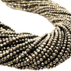 Shop Pyrite Rondelle Beads! Faceted Pyrite Beads, Pyrite Beads Rondelles, Faceted Rondelles, 2mm, SKU 5267 | Natural genuine rondelle Pyrite beads for beading and jewelry making.  #jewelry #beads #beadedjewelry #diyjewelry #jewelrymaking #beadstore #beading #affiliate #ad