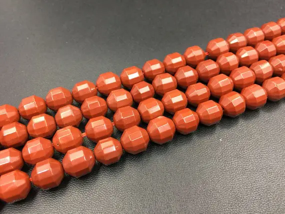 Faceted Red Jasper Beads Faceted Bicone Beads Barrel Beads Red Stone Gemstone Beads Supplies 8/10mm Jewelry Making 15.5" Strand