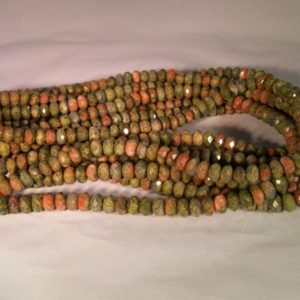 Shop Unakite Rondelle Beads! Faceted Unakite Rondelle Beads 7mm Beautiful! 16 inch stings | Natural genuine rondelle Unakite beads for beading and jewelry making.  #jewelry #beads #beadedjewelry #diyjewelry #jewelrymaking #beadstore #beading #affiliate #ad