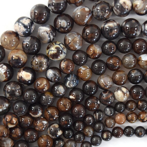 Brown Coffee Fire Agate Round Beads Gemstone 15" Strand 6mm 8mm 10mm Brown Coffee Fire Agate Round Beads Gemstone 15" Strand 6mm 8mm 10mm