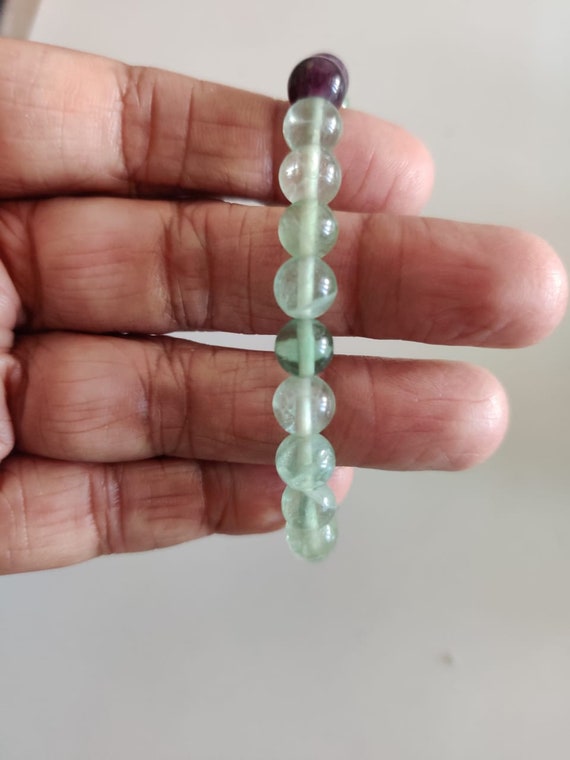 Natural Multi Flourite 8mm Aaa Quility Bead Bracelet , Healing Stone Round Beads. Round Gemstone Beads. Handmade Stretch Bracelet .