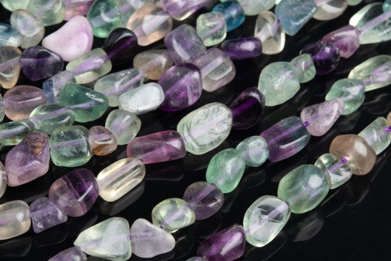 Genuine Natural Fluorite Gemstone Beads 7-9mm Multicolor Pebble Nugget Aaa Quality Loose Beads (108442)