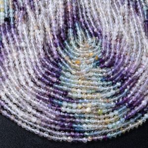 Shop Fluorite Faceted Beads! 2MM Natural Multi Color Fluorite Gemstone Grade AAA Micro Faceted Round Beads 15 inch Full Strand BULK LOT 1,2,6,12 and 50 (80009339-P26) | Natural genuine faceted Fluorite beads for beading and jewelry making.  #jewelry #beads #beadedjewelry #diyjewelry #jewelrymaking #beadstore #beading #affiliate #ad
