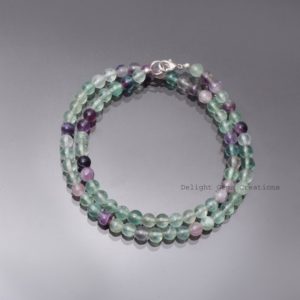 Shop Fluorite Necklaces! Natural Colorful Fluorite beaded necklace-6mm-6.5mm smooth round gemstone necklace-925 lobster clasp-best gifts for her-sister gifts-unisex | Natural genuine Fluorite necklaces. Buy crystal jewelry, handmade handcrafted artisan jewelry for women.  Unique handmade gift ideas. #jewelry #beadednecklaces #beadedjewelry #gift #shopping #handmadejewelry #fashion #style #product #necklaces #affiliate #ad