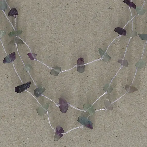 Three Strand Fluorite Chip Necklace Handmade By Chris Hay