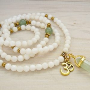 Shop Fluorite Jewelry! 108 Mala Necklace Green Fluorite pendant Long White Necklace for women Necklace Meditation bead necklace Buddhist mala beads Reiki Jewelry | Natural genuine Fluorite jewelry. Buy crystal jewelry, handmade handcrafted artisan jewelry for women.  Unique handmade gift ideas. #jewelry #beadedjewelry #beadedjewelry #gift #shopping #handmadejewelry #fashion #style #product #jewelry #affiliate #ad
