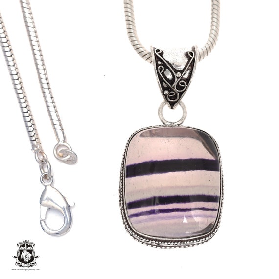 Bumble Bee Alike Fluorite Pendant & Free 3mm Italian 925 Sterling Silver Chain V649