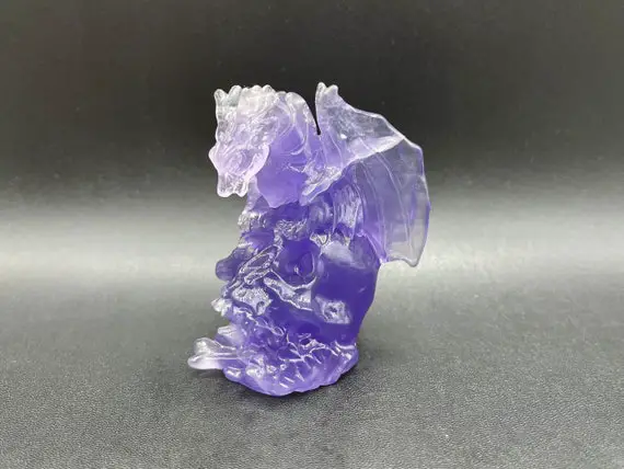 3.1" Purple Fluorite Dragon On Skull Figurine Hand Carved Crystal Skull With Dragon Sculpture Crafts Decor Stone Healing Meditation Reiki Sk