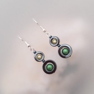 Shop Hematite Earrings! Forest Green Hematite Earrings – Green Jewellery – Hematite Donut Earrings – Illusion bead – Made in Cornwall – Cornish Jewellery | Natural genuine Hematite earrings. Buy crystal jewelry, handmade handcrafted artisan jewelry for women.  Unique handmade gift ideas. #jewelry #beadedearrings #beadedjewelry #gift #shopping #handmadejewelry #fashion #style #product #earrings #affiliate #ad