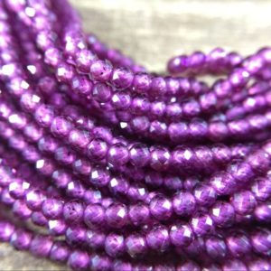 Shop Garnet Faceted Beads! 2mm Purple Garnet Beads Micro Faceted Round Garnet Beads Natural Tiny Small Garnet Crystal Gemstone Beads Jewelry Beads 15.5" Full Strand | Natural genuine faceted Garnet beads for beading and jewelry making.  #jewelry #beads #beadedjewelry #diyjewelry #jewelrymaking #beadstore #beading #affiliate #ad
