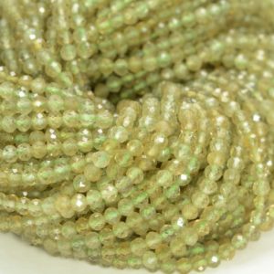 Shop Garnet Faceted Beads! 3MM Green Garnet Gemstone Light Green Micro Faceted Round Grade Aa Beads 15.5inch WHOLESALE (80010192-A193) | Natural genuine faceted Garnet beads for beading and jewelry making.  #jewelry #beads #beadedjewelry #diyjewelry #jewelrymaking #beadstore #beading #affiliate #ad