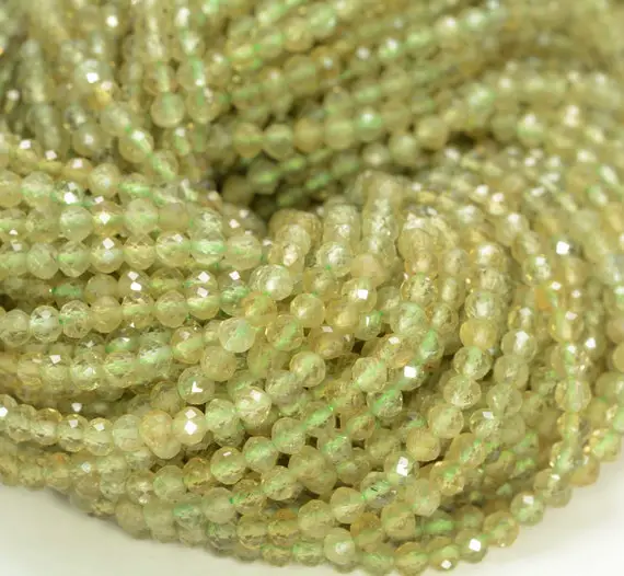 3mm Green Garnet Gemstone Light Green Micro Faceted Round Grade Aa Beads 15.5inch Wholesale (80010192-a193)