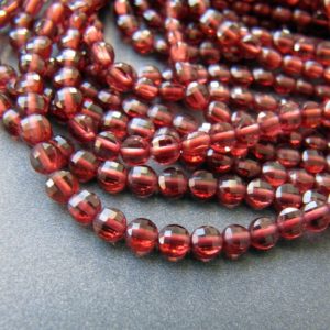 Shop Garnet Faceted Beads! Garnet coins • Tiny 3.40mm • AAA micro faceted • Red garnet coin rondelles • Natural genuine gemstone beads • SUPER CUTE | Natural genuine faceted Garnet beads for beading and jewelry making.  #jewelry #beads #beadedjewelry #diyjewelry #jewelrymaking #beadstore #beading #affiliate #ad