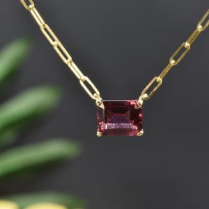 Shop Garnet Necklaces! RHODOLITE GARNET PAPERCLIP Gold necklace, Birthday gift, Link Chain necklace, Gold garnet necklace, Gift for her, Gold rhodolite necklace | Natural genuine Garnet necklaces. Buy crystal jewelry, handmade handcrafted artisan jewelry for women.  Unique handmade gift ideas. #jewelry #beadednecklaces #beadedjewelry #gift #shopping #handmadejewelry #fashion #style #product #necklaces #affiliate #ad