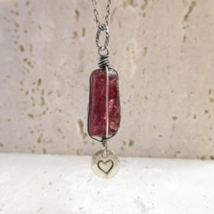 Shop Garnet Pendants! Raw Garnet Pendant Heart Charm Necklace, January Birthstone, Gift For Her | Natural genuine Garnet pendants. Buy crystal jewelry, handmade handcrafted artisan jewelry for women.  Unique handmade gift ideas. #jewelry #beadedpendants #beadedjewelry #gift #shopping #handmadejewelry #fashion #style #product #pendants #affiliate #ad