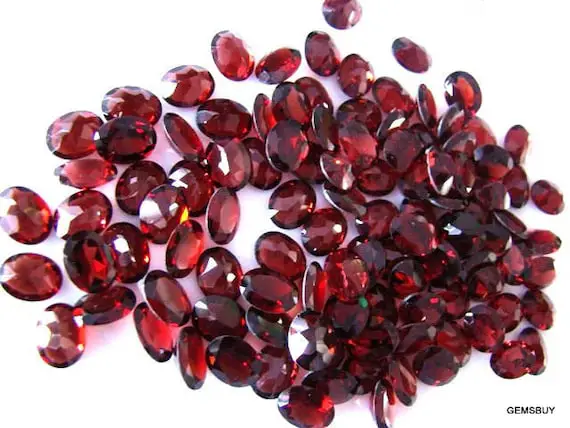 10 Pieces 5x7mm Or 6x8mm Red Garnet Faceted Oval Gemstone, Red Garnet Oval Faceted Loose Gemstone, Red Garnet Oval Faceted Gemstone