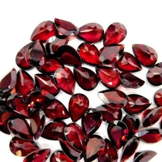 10 Pieces 5x7mm Red Garnet Faceted Pear Loose Gemstone, Red Garnet Pear Faceted Loose Gemstone, Red Garnet Faceted Loose Gemstone
