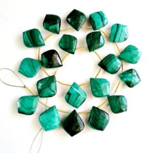 Shop Malachite Beads! Gemstone Natural Malachite Faceted Fancy Shape Briolette's 10 Pieces Size -14×17 MM Approx. | Fancy Briolette For Jewelry Setting [MSKU 34] | Natural genuine beads Malachite beads for beading and jewelry making.  #jewelry #beads #beadedjewelry #diyjewelry #jewelrymaking #beadstore #beading #affiliate #ad