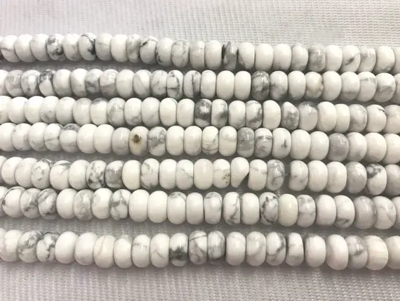 Genuine Howlite 4mm - 10mm Rondelle Natural Loose White Gemstone Beads 15 Inch Jewelry Supply Bracelet Necklace Material Support Wholesale