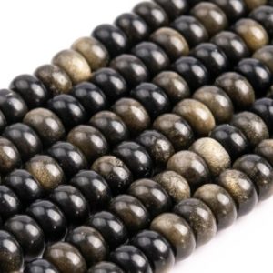 Shop Obsidian Rondelle Beads! Genuine Natural Golden Obsidian Loose Beads Rondelle Shape 6x4mm 8x5mm | Natural genuine rondelle Obsidian beads for beading and jewelry making.  #jewelry #beads #beadedjewelry #diyjewelry #jewelrymaking #beadstore #beading #affiliate #ad