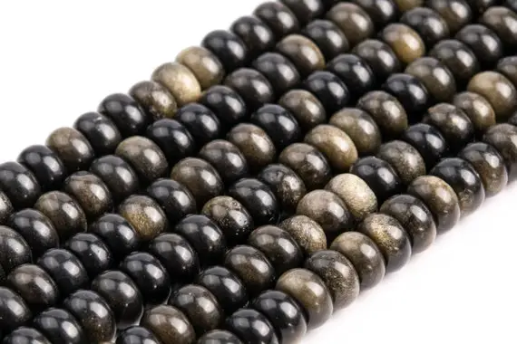 Genuine Natural Golden Obsidian Loose Beads Rondelle Shape 6x4mm 8x5mm