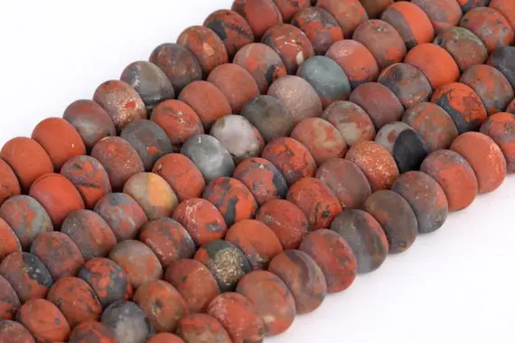 Genuine Natural Matte Red Breccia Jasper Loose Beads Grade Aaa Rondelle Shape 6x4mm 8x5mm