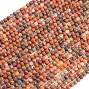Shop Red Jasper Faceted Beads! Genuine Natural Red Jasper Loose Beads Faceted Round Shape 3mm | Natural genuine faceted Red Jasper beads for beading and jewelry making.  #jewelry #beads #beadedjewelry #diyjewelry #jewelrymaking #beadstore #beading #affiliate #ad