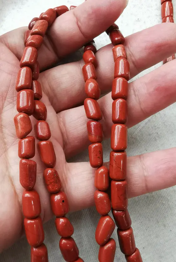 Genuine Natural Red River Jasper Gemstone Nuggets Freeform Rice Barrel Cylinder Column Bar Loose Beads 16inch