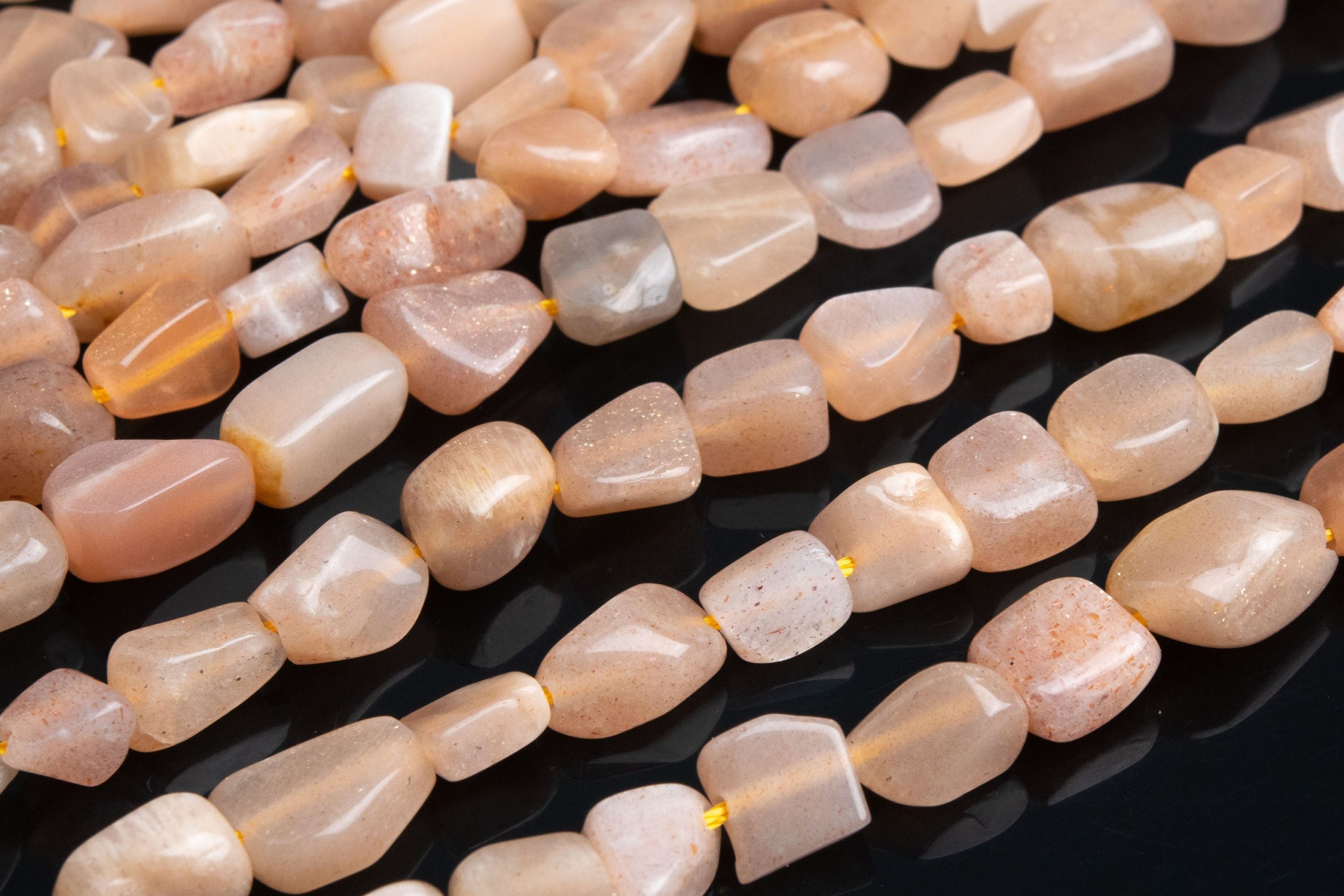 Genuine Natural Sunstone Gemstone Beads 7-9mm Orange Pebble Nugget Aa Quality Loose Beads (108428)