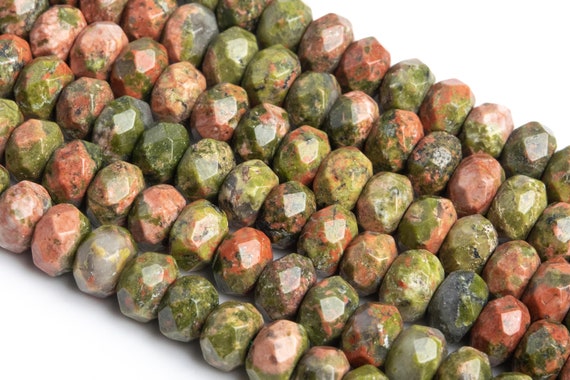 Genuine Natural Unakite Loose Beads Faceted Rondelle Shape 8x5mm