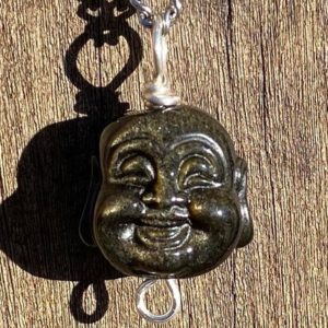 Shop Golden Obsidian Necklaces! Hand Carved Golden Obsidian Buddha Healing Stone Necklace with Positive Healing Energy! | Natural genuine Golden Obsidian necklaces. Buy crystal jewelry, handmade handcrafted artisan jewelry for women.  Unique handmade gift ideas. #jewelry #beadednecklaces #beadedjewelry #gift #shopping #handmadejewelry #fashion #style #product #necklaces #affiliate #ad
