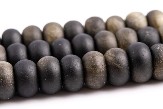 Matte Golden Obsidian Beads Genuine Natural Grade A Gemstone Rondelle Loose Beads 6mm 8mm Bulk Lot Options
