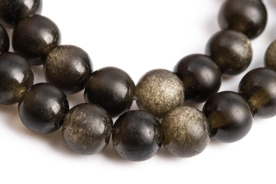 Genuine Natural Golden Obsidian Gemstone Beads 4mm Matte Black Round A Quality Loose Beads (107275)