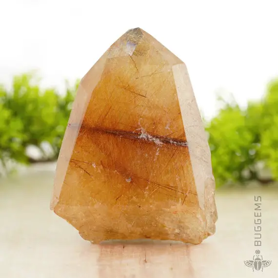 Golden Rutilated Quartz Rough Crystal Point Natural Rare Raw Stone Mineral Specimen 152g.