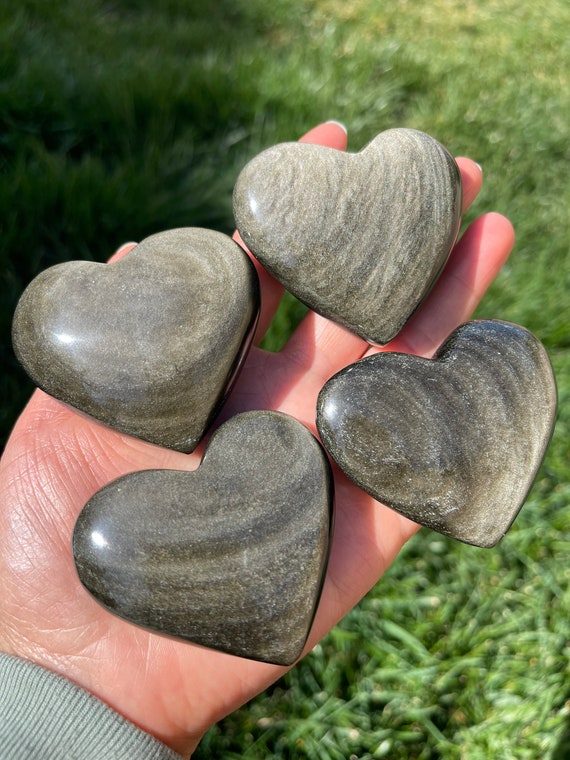 Golden Sheen Obsidian Heart（2.2”）- Golden Sheen Obsidian - Obsidian Heart - Healing Crystals And Stones