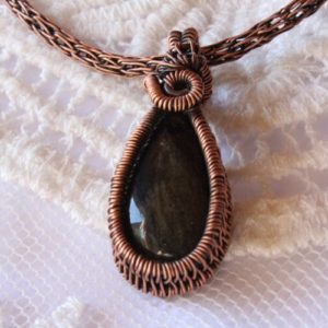 Shop Golden Obsidian Necklaces! Golden Sheen Obsidian Necklace – 21 inch Viking Knit Chain – Wizard Stone Necklace – Antiqued Golden Sheen Obsidian Necklace – Womans Gift | Natural genuine Golden Obsidian necklaces. Buy crystal jewelry, handmade handcrafted artisan jewelry for women.  Unique handmade gift ideas. #jewelry #beadednecklaces #beadedjewelry #gift #shopping #handmadejewelry #fashion #style #product #necklaces #affiliate #ad