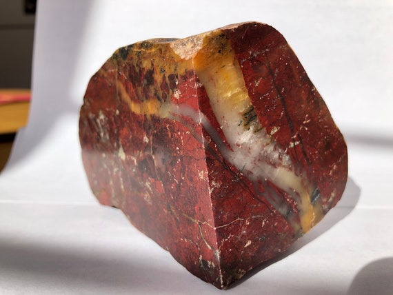 Gorgeous Two Faced Polished Red Brecciated Jasper With Quartz & Pyrith  Free Form Display Root Chakra Reiki Crystal
