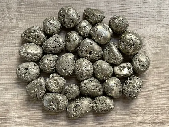 Grade A++ Pyrite Tumbled Stones, 0.75-1.25 Inch Tumbled Pyrite, Pyrite Crystal, Healing Crystals, Polished Rocks, Wholesale Bulk Lot