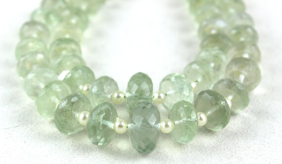 7" Long Strand Aaa Quality Natural Green Amethyst Gemstone, Faceted Rondelle Beads, Size 8-11 Mm ,making Jewelry Birthstone Beads Wholesale