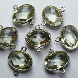 Shop Green Amethyst Beads! 925 Sterling Silver,Natural Green Amethyst Faceted Oval Shape Connector,2 Piece Of  17mm App. | Natural genuine faceted Green Amethyst beads for beading and jewelry making.  #jewelry #beads #beadedjewelry #diyjewelry #jewelrymaking #beadstore #beading #affiliate #ad